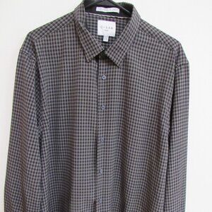 C-Lab NYC Slim Fit 4 Way Stretch Checked Long Sleeve Shirt 2XL 35/36 18.5